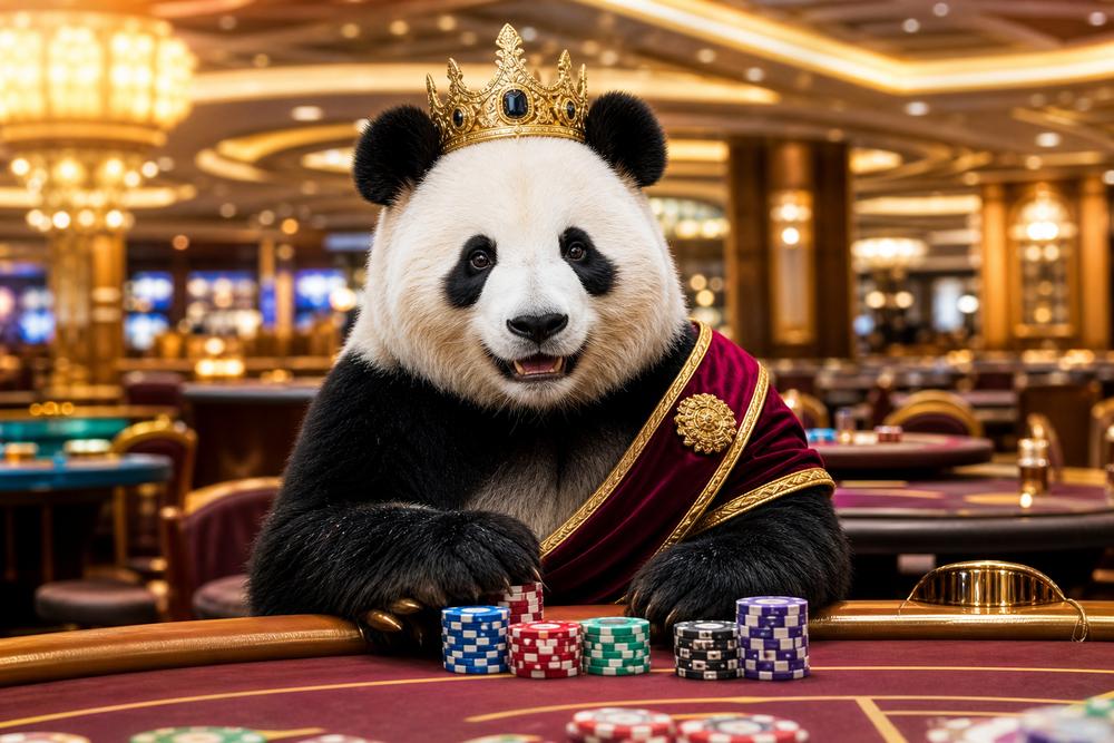 Royal panda in an upscale casino setting
